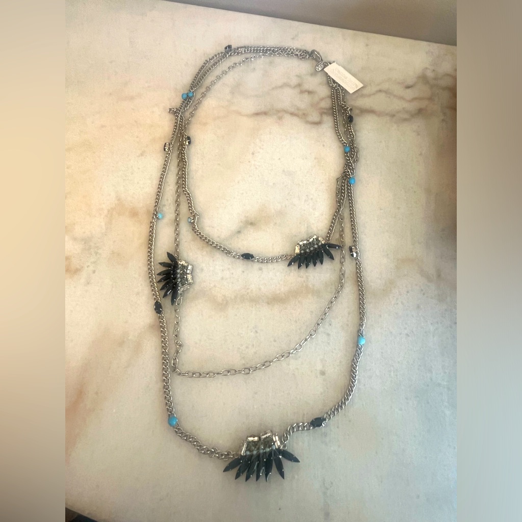 Nwt Joanna Laura Constantine Silver Triple Tier Mohawk Station Necklace